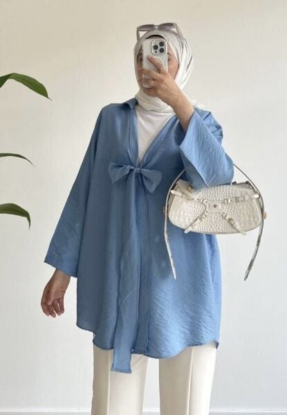 Bağlamalı Pinterest Kimono bebe mavi - standart