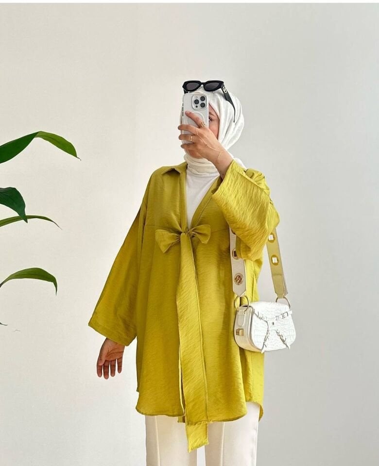 Bağlamalı Kimono yağ yeşili - standart