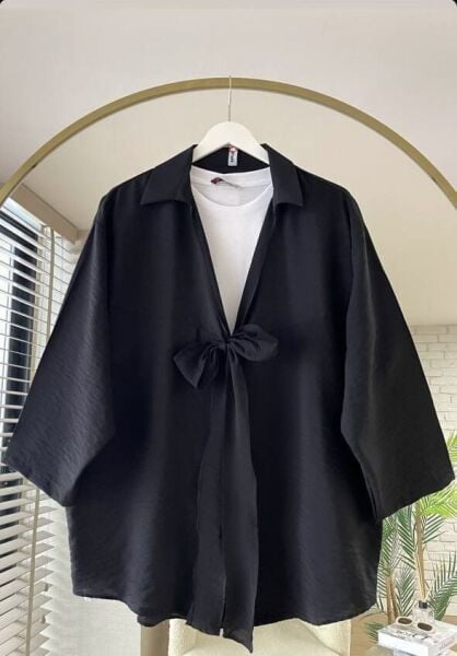 Bağlamalı Pinterest Kimono siyah - standart