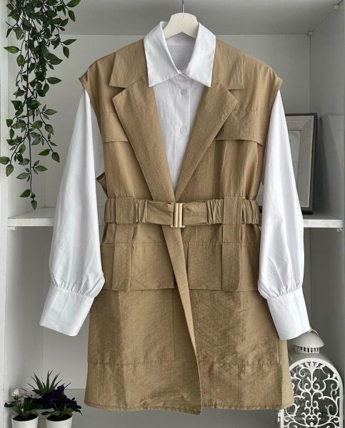 Paraşüt Kumaş Yelek vizon - 1