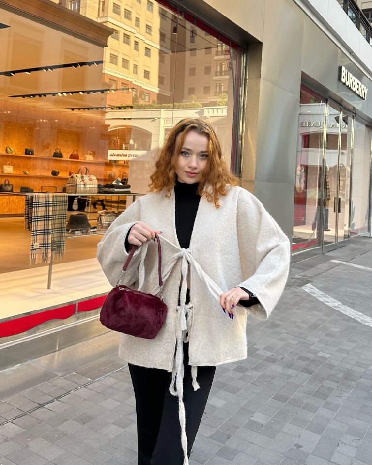 Çift Bağcıklı Tasarım Astarlı Kaşe Ceket bej - standart