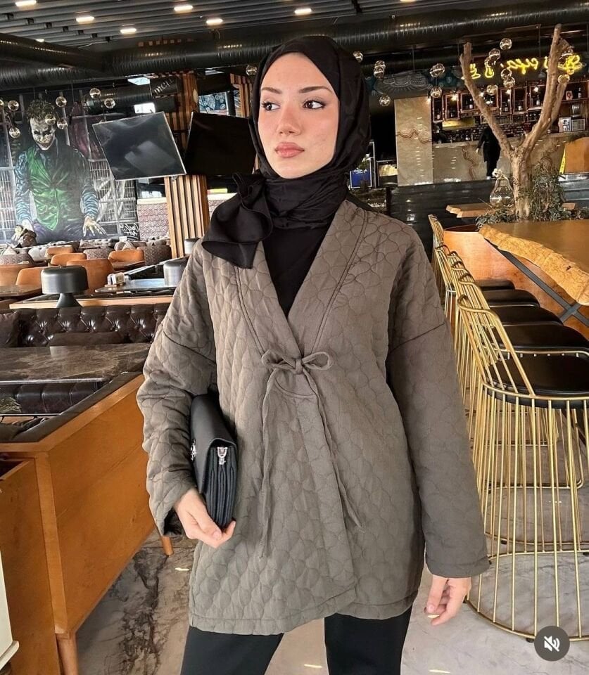 Premium Tasarım Kapitone Ceket haki - 1