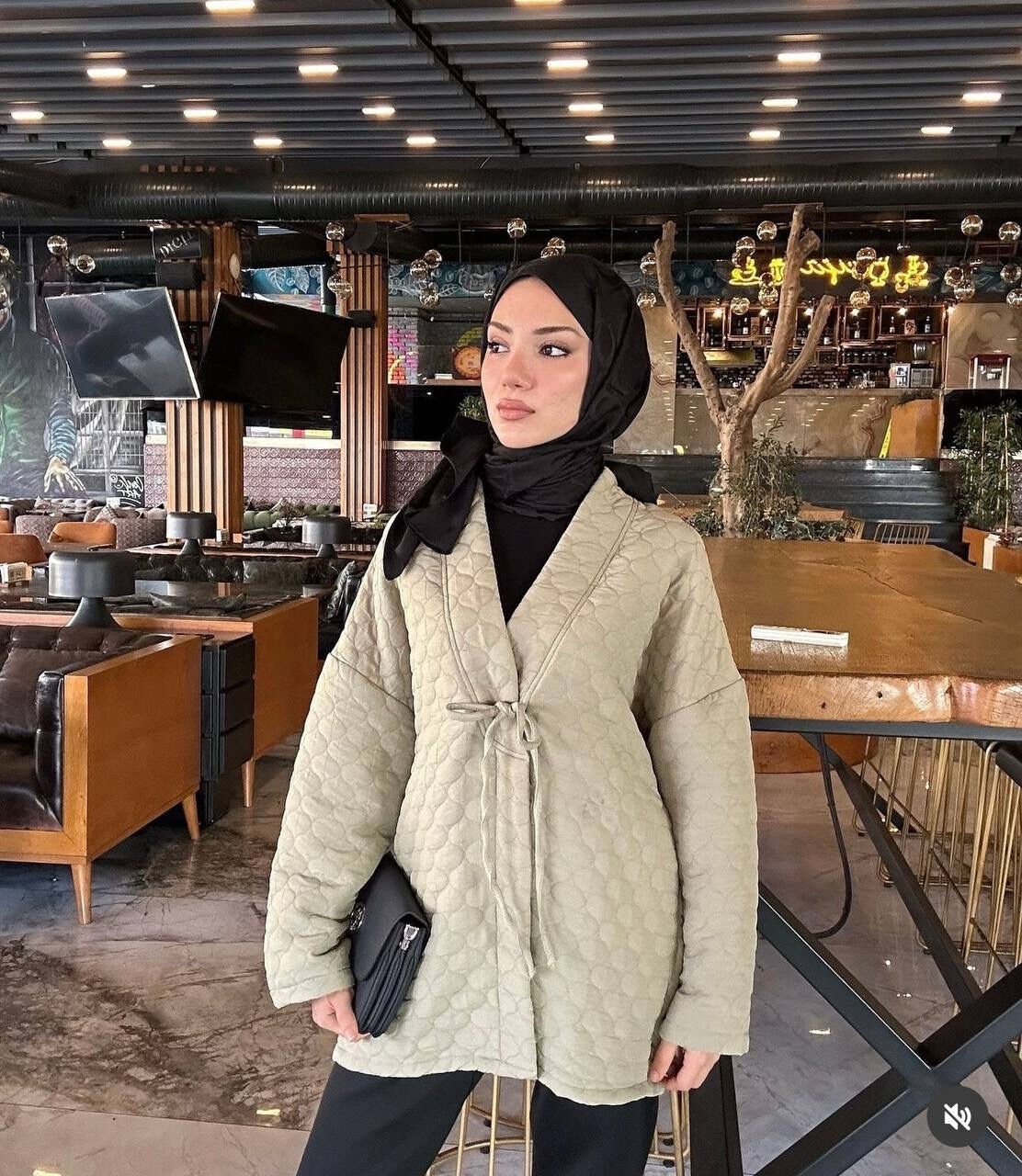 Premium Tasarım Kapitone Ceket mint yeşili - 1