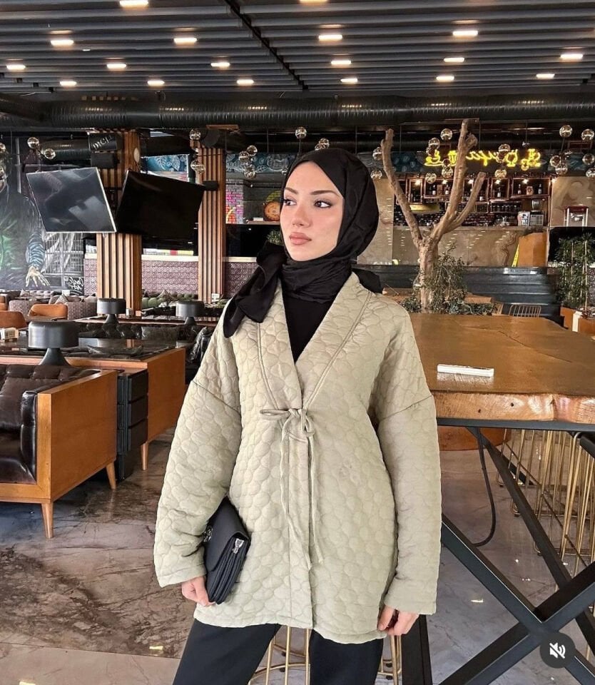 Premium Tasarım Kapitone Ceket mint yeşili - 1