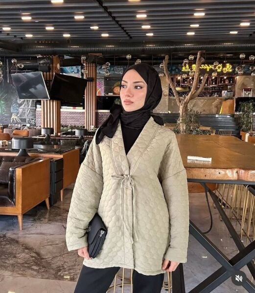 Premium Tasarım Kapitone Ceket mint yeşili - 1