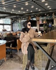 Yandan Bağcıklı Pinterest Buklet Ceket bej - s-m