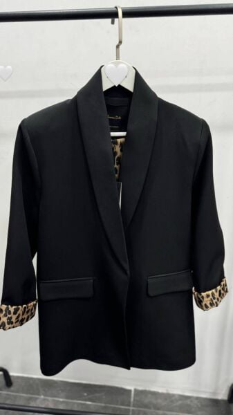 Leopar Desenli Astarlı Blazer Ceket standart
