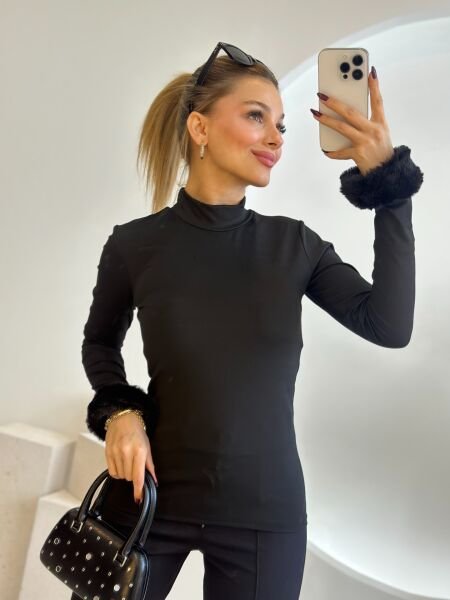Likralı Peluş Bady siyah - l