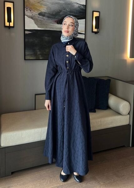 Gold Düğme Detaylı Tasarım Elbise siyah - 2