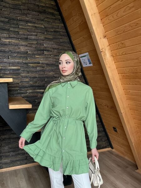 Belden Bağcıklı Tunik mint yeşili - l-xl