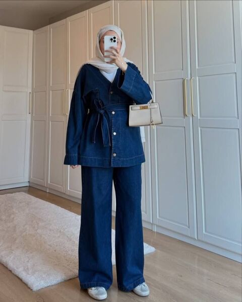 Bağlamalı Denim Takım 2 - lacivert