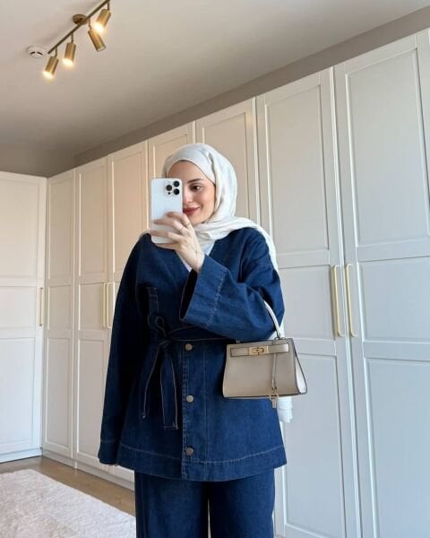 Bağlamalı Denim Takım 2 - lacivert