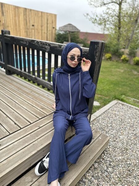 Cep Detaylı İkili Takım lacivert - s