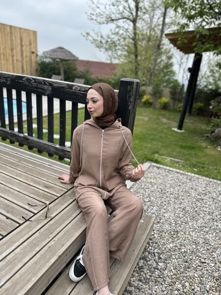 Cep Detaylı İkili Takım camel - m