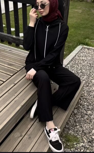 Cep Detaylı İkili Takım siyah - m