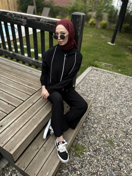 Cep Detaylı İkili Takım siyah - l