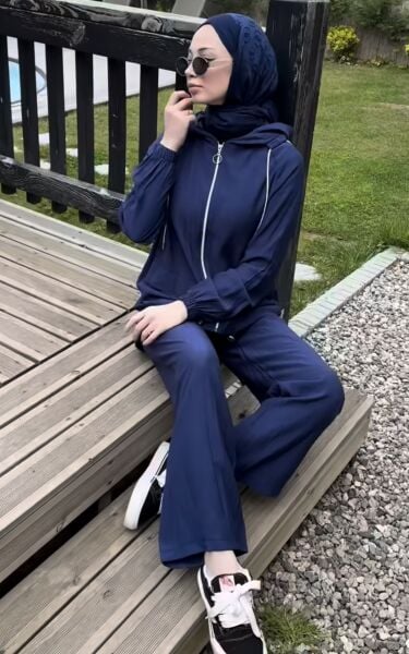 Cep Detaylı İkili Takım lacivert - xxl