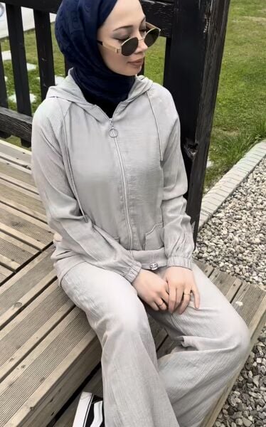 Cep Detaylı İkili Takım gri - xxl