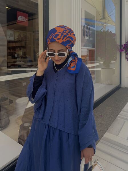 Vera Taşlı Tasarım Etekli Takım standart - lacivert