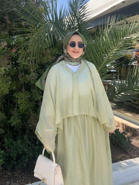 Vera Taşlı Tasarım Etekli Takım standart - mint yeşili