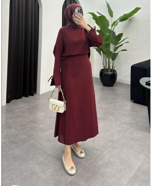 Keten Etekli Takım bordo - 40