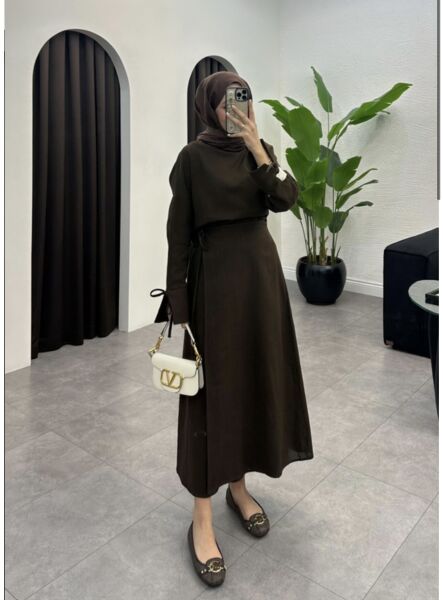 Keten Etekli Takım kahverengi - 42