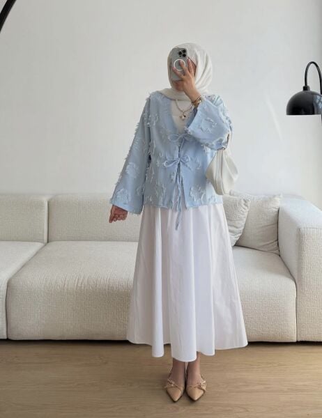 Çift Bağcıklı Pinterest Kimono standart - bebe mavi