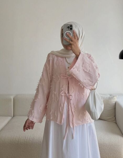 Çift Bağcıklı Pinterest Kimono standart - şeker pembe