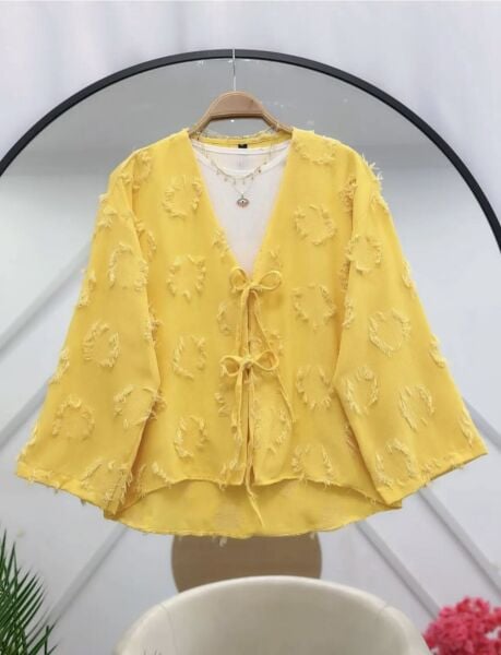 Çift Bağcıklı Pinterest Kimono standart - sarı