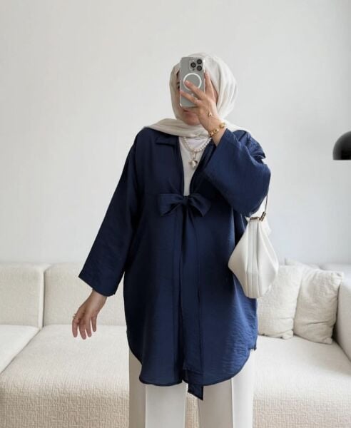 Bağlamalı Pinterest Kimono lacivert - standart