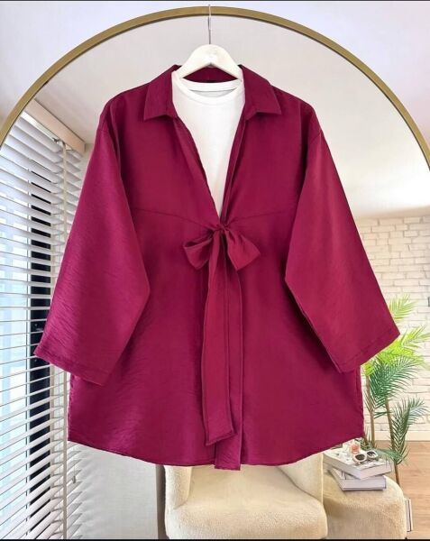 Bağlamalı Pinterest Kimono bordo - standart