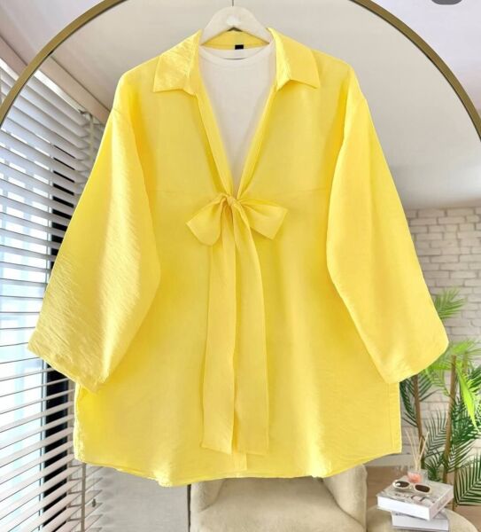 Bağlamalı Pinterest Kimono sarı - standart