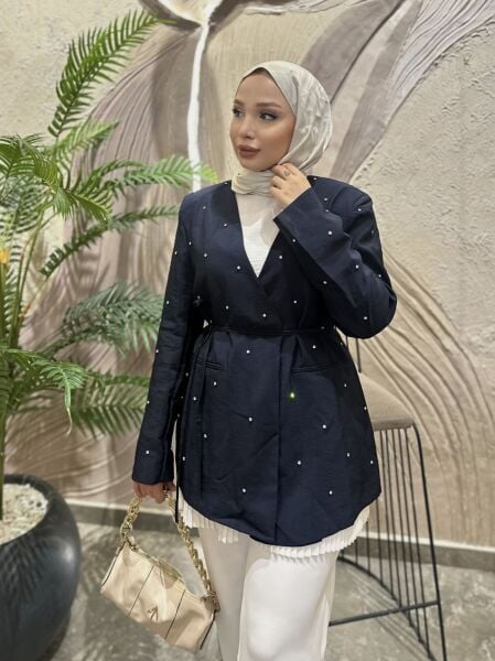 Aria Taşlı Ceket lacivert - 2
