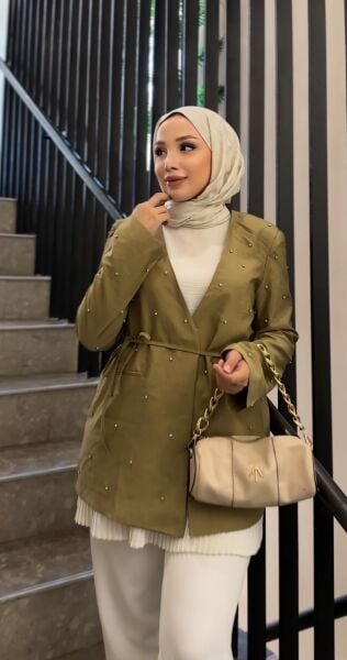 Aria Taşlı Ceket çağla yeşili - 2
