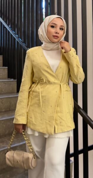 Aria Taşlı Ceket sarı - 2