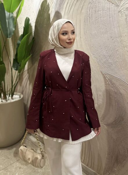 Aria Taşlı Ceket vişne çürüğü - 2