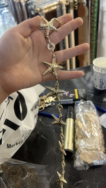 Yıldız Detaylı Gold Zincir Kemer