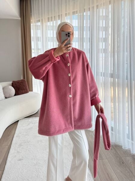 Puff Bağlamalı Kap gül kurusu - 1