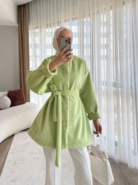 Puff Bağlamalı Kap fıstık yeşili - 1