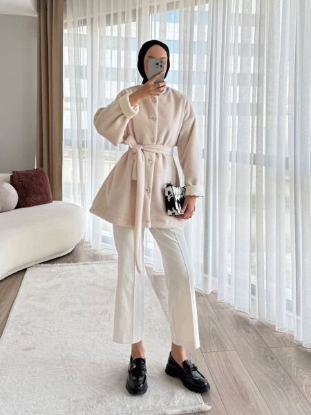 Puff Bağlamalı Kap bej - 1