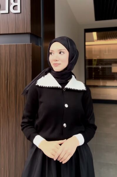 Bebe Yaka Hırka siyah - standart