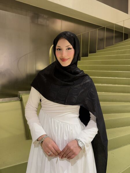 Halka Desen Şal siyah