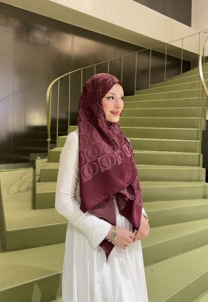 Halka Desen Şal bordo