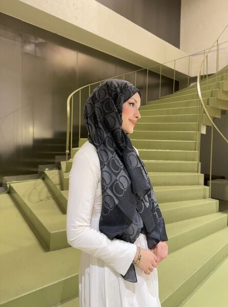 Halka Desen Şal füme