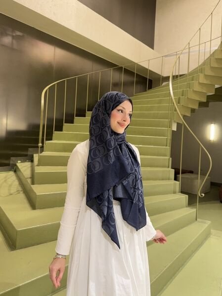 Halka Desen Şal lacivert