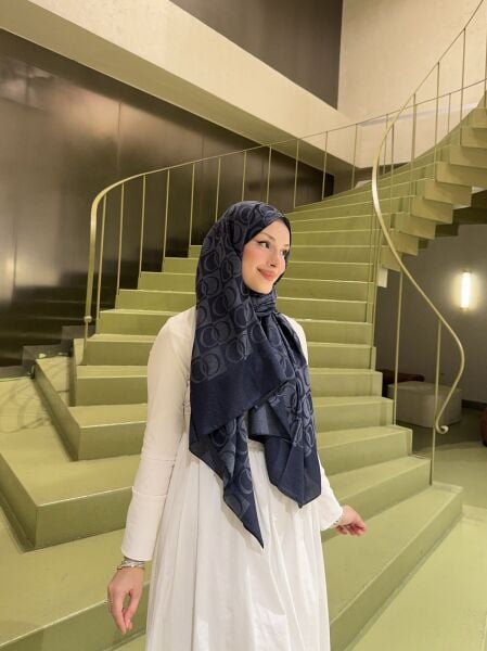 Halka Desen Şal lacivert