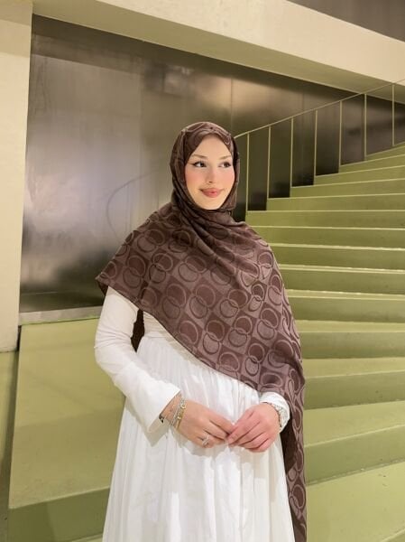 Halka Desen Şal kahverengi