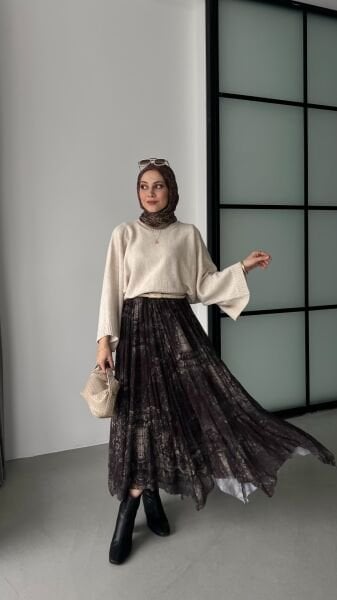 Etnik Desen Etek acı kahve - standart