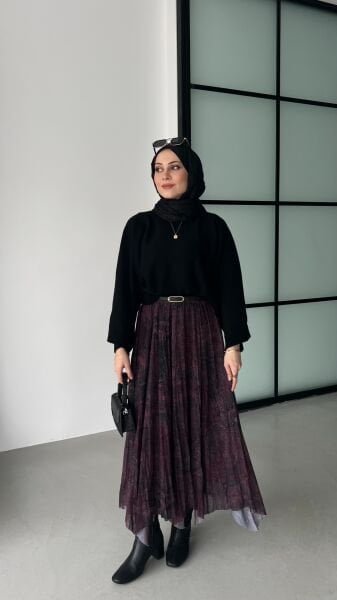 Etnik Desen Etek Mürdüm - standart