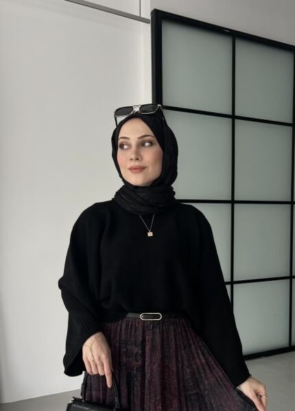 Oversize Kesim Kazak siyah - standart